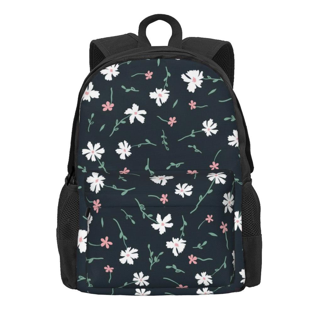 White Daisies Backpack Cute Flowers Print College Backpacks Girl Custom Breathable School Bags Leisure Rucksack