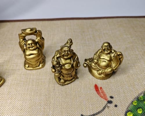 Lucky Laughing Buddha Figurine Set, Set of 6 Buddha Figurines, Good Luck Ornaments, Traditional Chinese Design