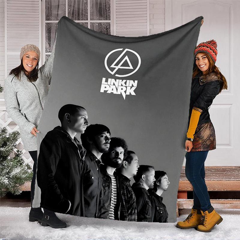1pc Linkin Park1 Theme Blanket - Digital Print, Polyester, Cozy for All Seasons, Perfect for Outdoor, Camping, and Travel
