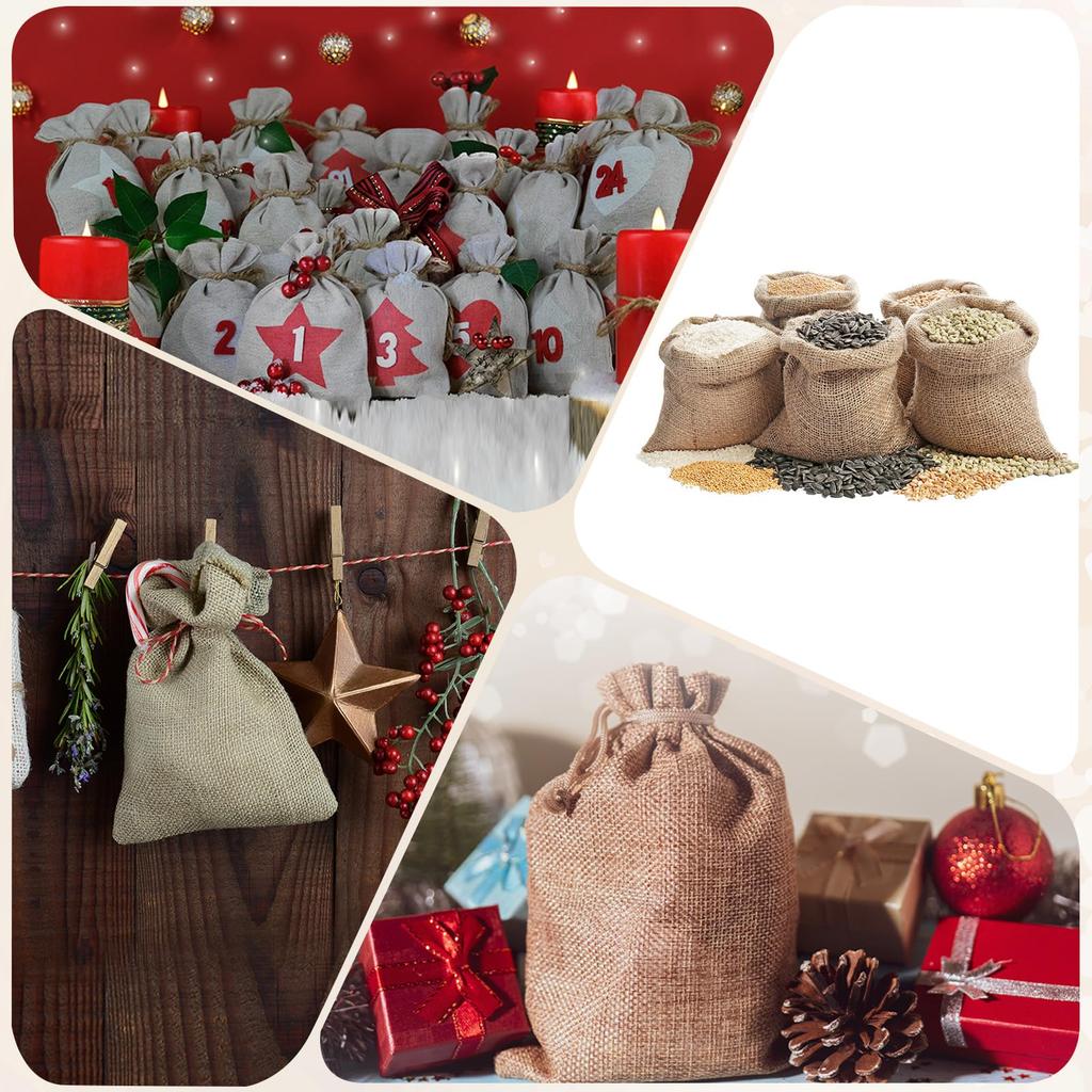 PATIKIL Set of 50 Drawstring Bags, 4x5.5 Inch, Burlap Reusable Gift Bags, Jewelry Pouches for Parties, Christmas, and Events, Orange
