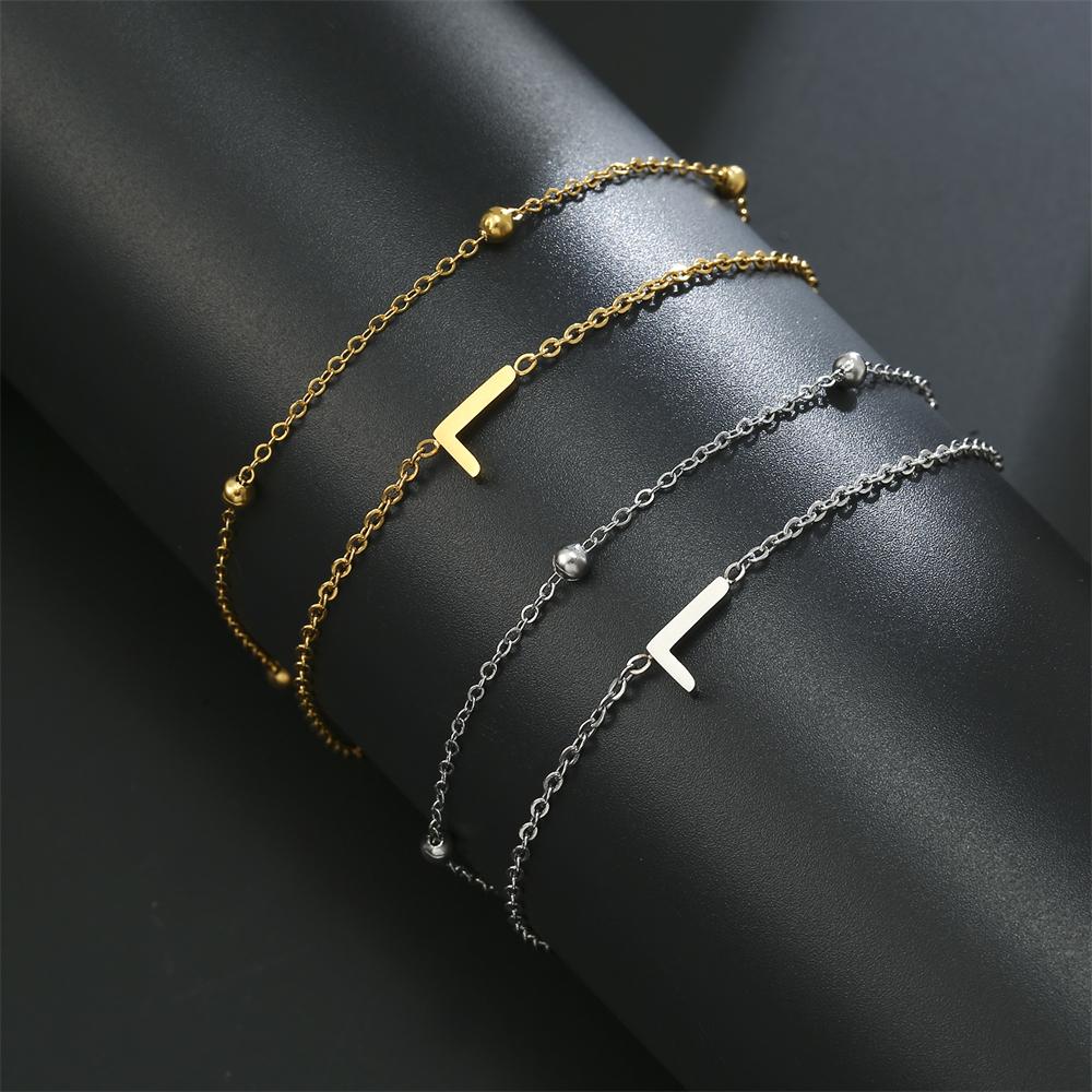 Cazador Stainless Steel Initial Letter Double Chains Bracelet for Women A-Z Alphabet Jewelry 2026 Bracelet On Hand Birthday Gift