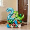 64pc/set Little Dinosaur Blue Series Digital Aluminum Film Balloon 1-9 Suitable for Birthday Party Anniversary Graduation Gift