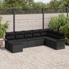 VidaXL 8-piece Garden Sofa with Cushions Black Poly Rattan 3345483