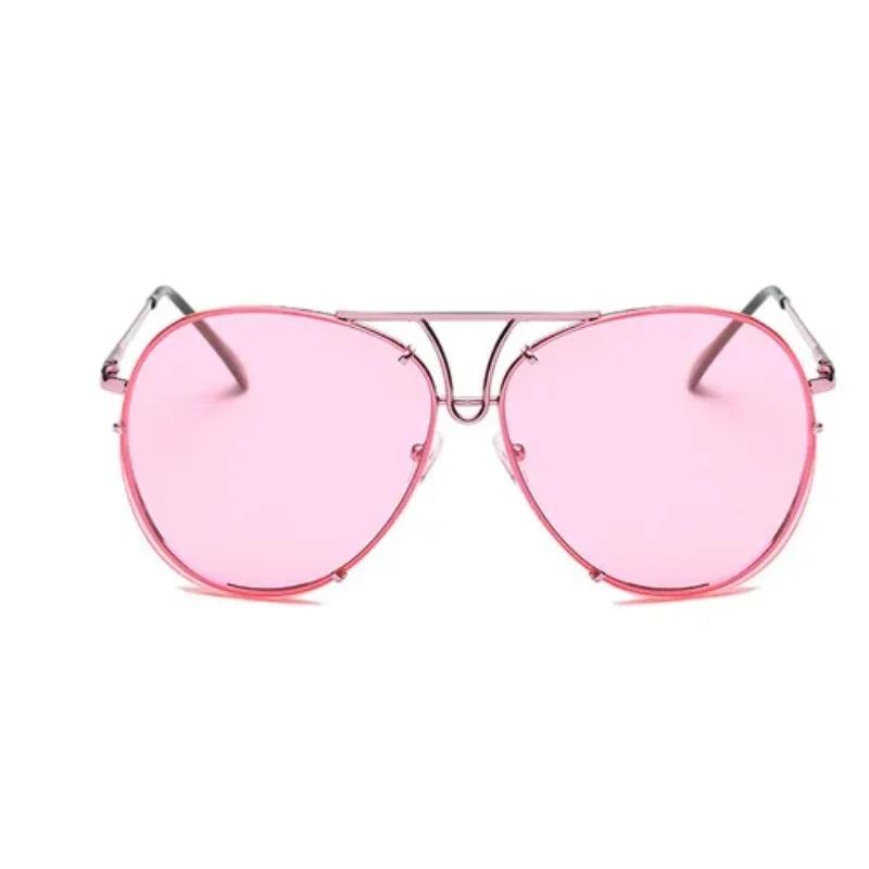 Vintage Rimless Alloy Aviation Pilot Sunglasses for Men Women Brand Gradient Sun Glasses Female Metal Oval Shades Black Brown