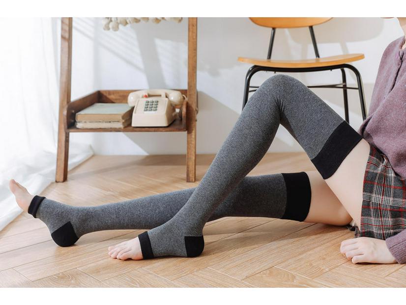 Unisex Thigh-High Compression Socks - Open-Toe, Over-the-Knee Calf Support Socks