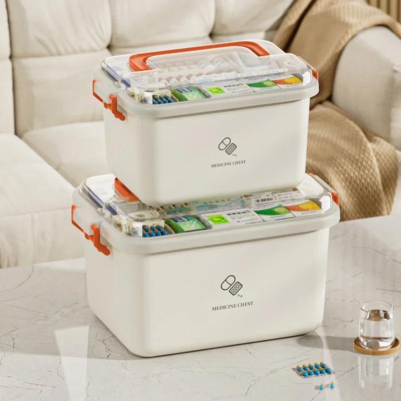 Multi-layer Portable Medical Storage Case - Large Capacity Home First Aid Kit Family Emergency Medicine Box for Drug Organizing