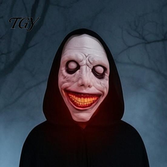 Creepy Evil Smile Cosplay Props Halloween Exorcist Mask, Double Layer Jack Latex Face Realistic Horror Masks Headpiece for Party, Scary Prop