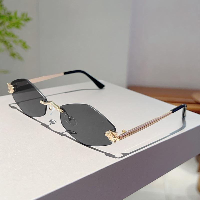 Rimless Polygon Sunglasses Men  New Gradient Ocean Lenses Decor Shades Women Ins Trendy Stylish Design Sun Glasses