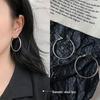 Double Layer Geometric Hoop Earrings - Women's Light Luxury Versatile Ear Cuffs, European & American Style, Exaggerated Circle Dangles Jewelry.