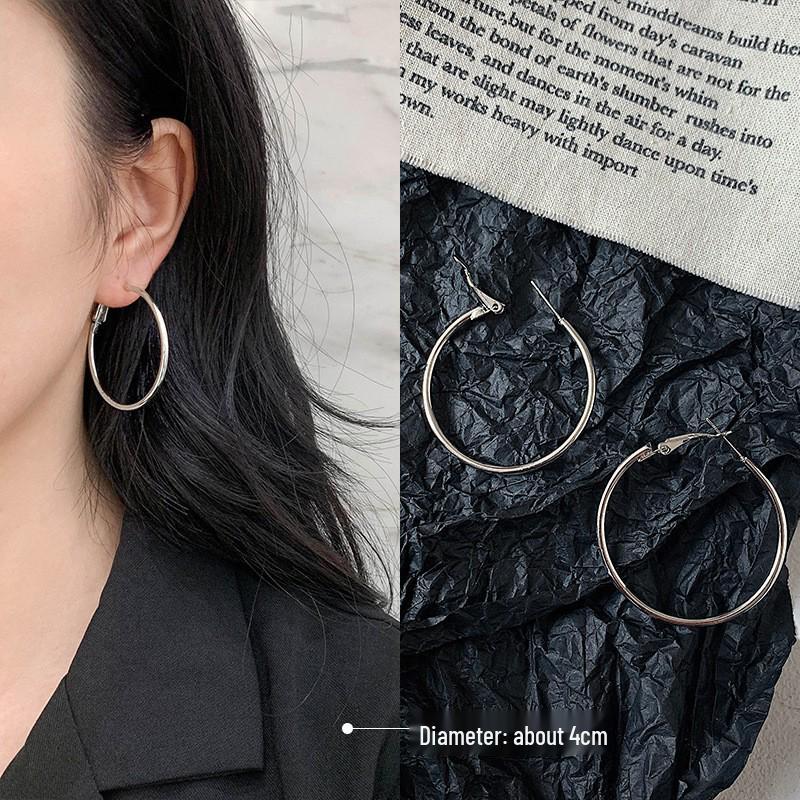 Double Layer Geometric Hoop Earrings - Women's Light Luxury Versatile Ear Cuffs, European & American Style, Exaggerated Circle Dangles Jewelry.