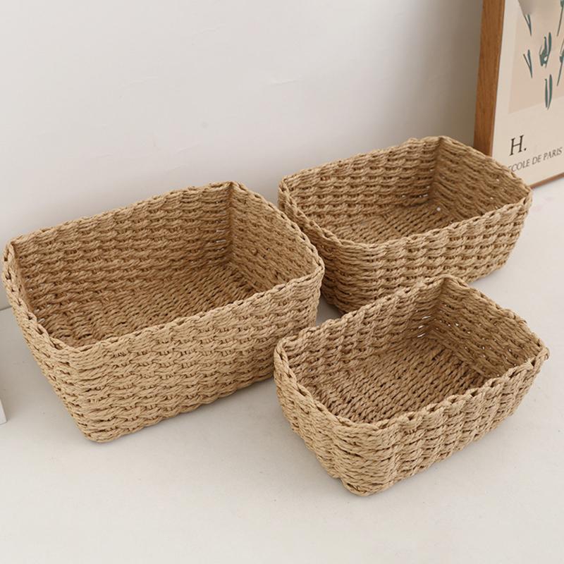 Handwoven Storage Basket — Home & Desktop Organizer for Sewing Supplies, Miscellaneous Items, and Cosmetics