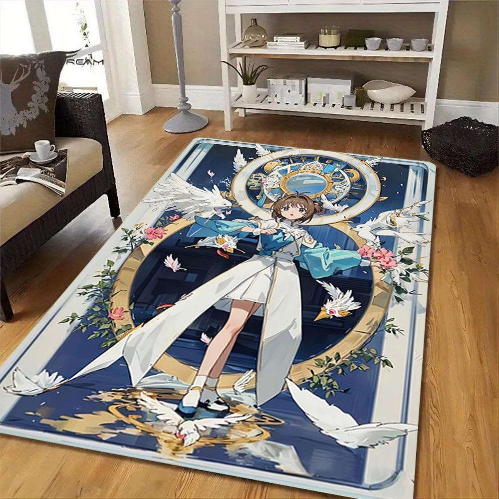 Elegant Blue Floral Dress Decoration,Carpet,Living Room,Bedroom, Non-slip,Square rug