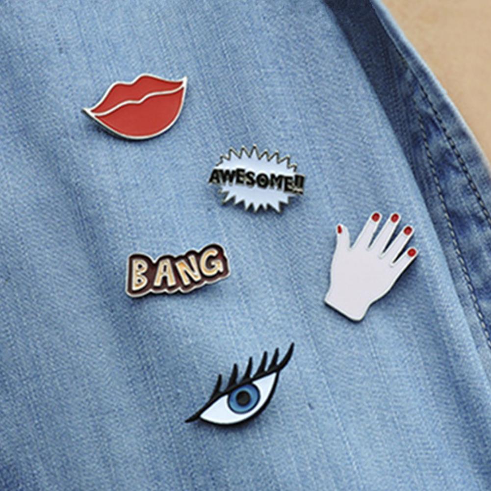 Creative Eyes Lips Badge Shape Brooch Cute Corsage Ornament Festival Birthday Gift Clothing Bag Accessories