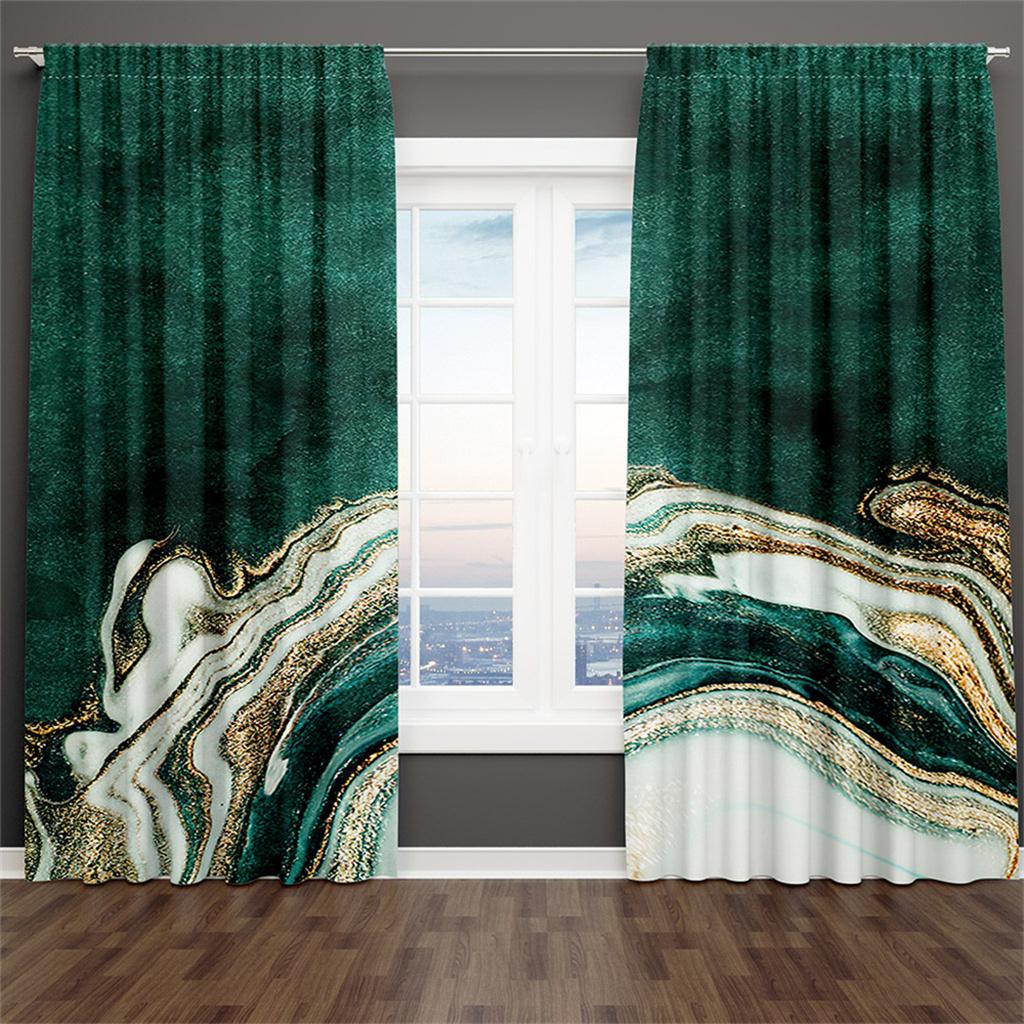 Luxury Black Gold Geometric Curtains Modern Line Window Drapes 2 Panels Elegant Living Room Bedroom Home Decor