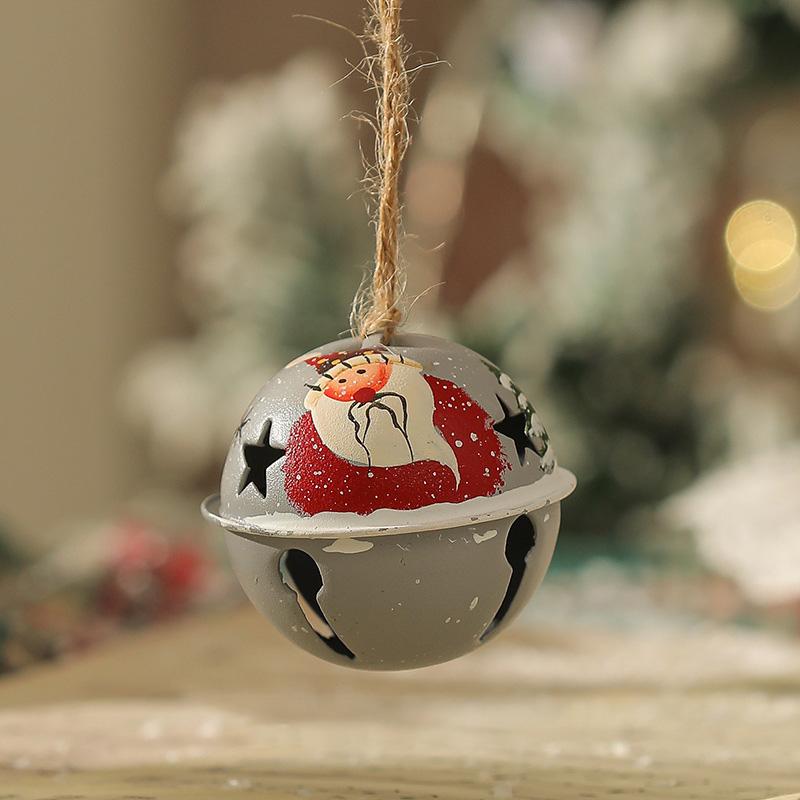 1PC Santa Claus Bell Decoration Xmas Tree Ornaments Vintage Iron Pendant Creative Elk Snowman Hanging Ornament Christmas Bells