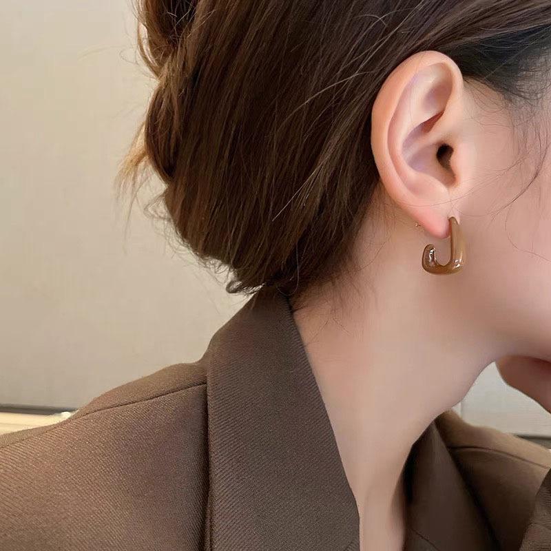 Acrylic Hollow Square Drop Earrings for Women Party Elegant Statement Jewelry Trendy Beige Brown Geometry Dangle Earrings Gift