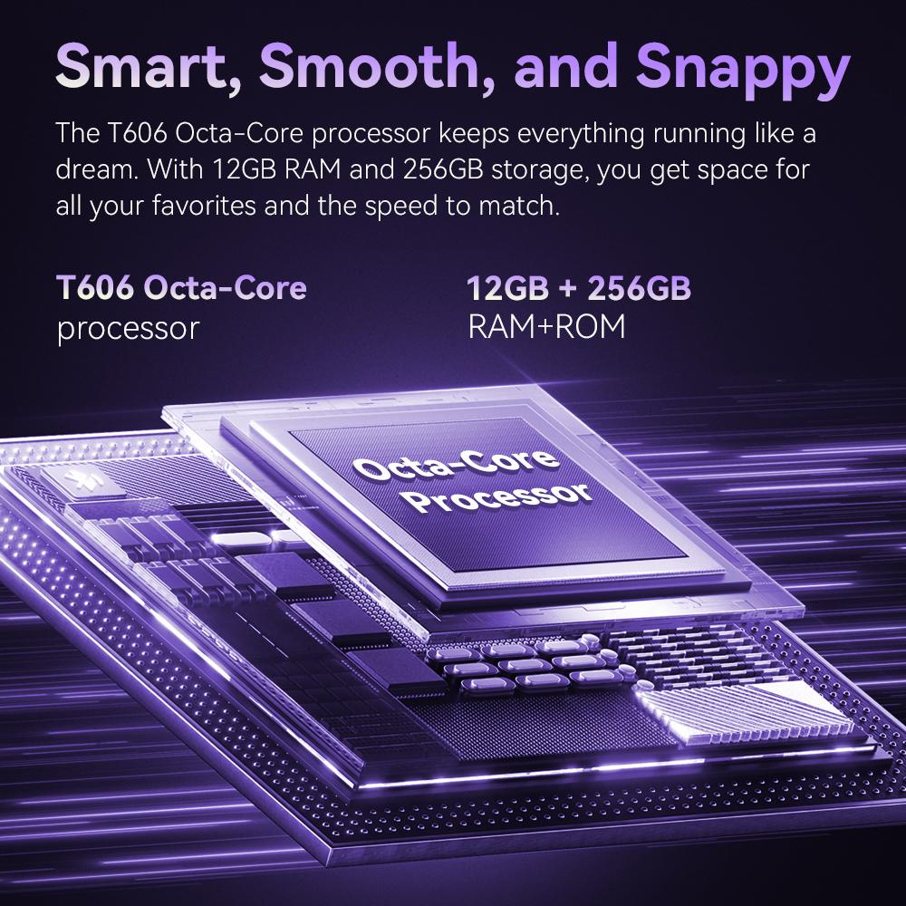 Cubot A40 Smartphone, Android 15, 4GB RAM+256GB ROM, 6,88-tommers 120Hz skjerm, åttekjernet, 48MP kamera, 5100mAh batteri, NFC, ansiktsgjenkjenning