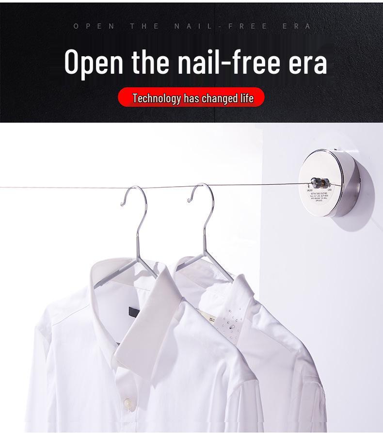 Invisible No-Drill Retractable Clothesline - Indoor/Outdoor, Stainless Steel & Nylon Drying Rope.