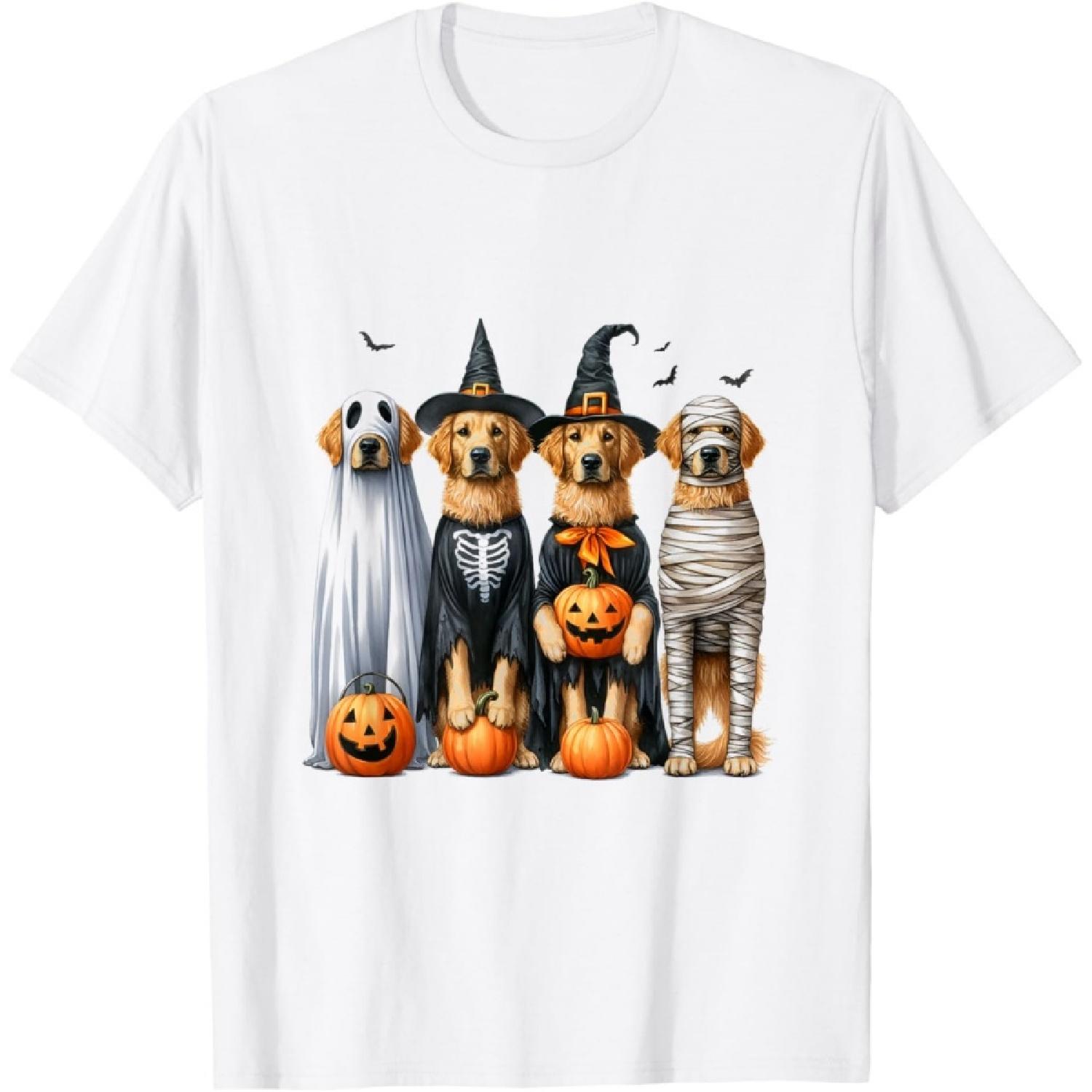 Golden Retriever Ghost Dog Funny Halloween T-Shirt S