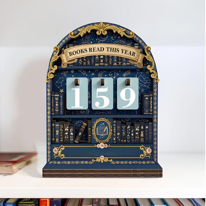 Wooden Book Read This Year Counter Reading Challenge Tracker Bookshelf Club Classroom Decor New Years Gifts for Bookworm Family