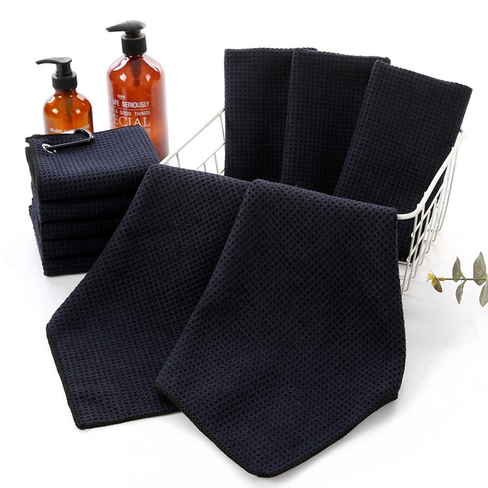 Black Balls Hands Microfiber Cleans Clubs Cleaning Towels Golf Towel With Carabiner Hook
