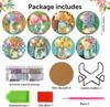 Mrpwnle 8-Piece Diamond Art Coaster Kit - Flower Diamond Painting Coaster Kit with Holder, DIY Flower Diamond Art Coaster Kit for Beginners, Adults,
