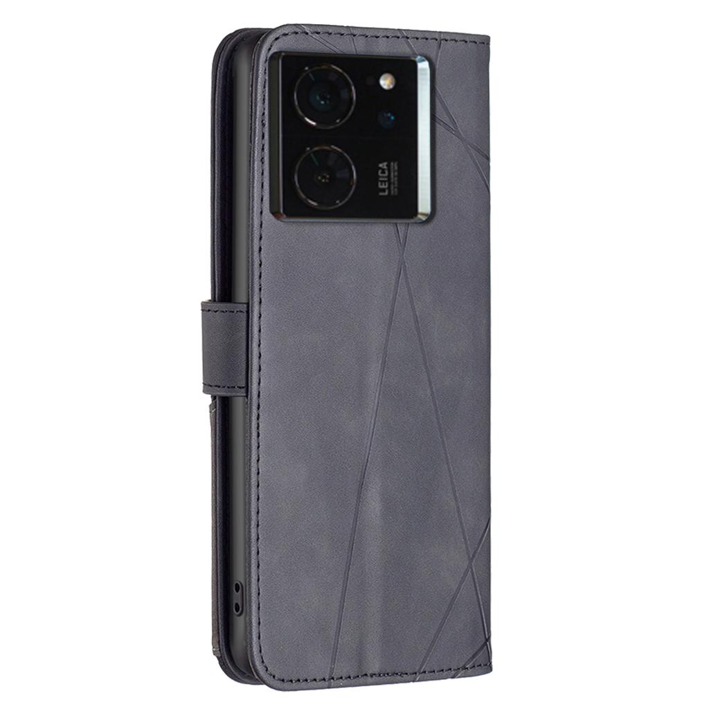 BINFEN COLOR For Xiaomi 14T Pro Phone Cases Wallet Stand Geometry Imprint Leather Cover