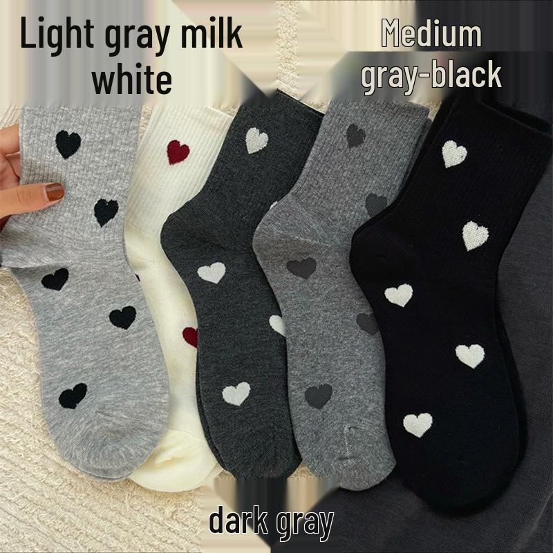 

Женские ангоровые носки до середины икры: Серый с бантом, в японском стиле, универсальный и дышащий, красный удлиненный дизайн для осени/зимы. Black