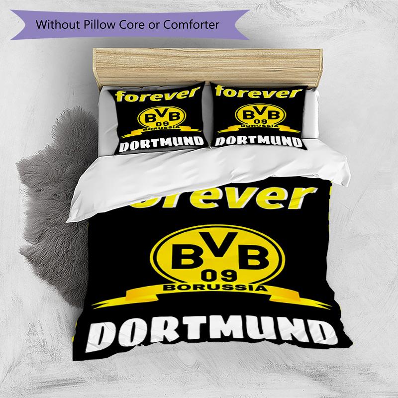 3pcs Duvet Cover Set (1*Duvet Cover + 2*Pillowcase, Without Core), Borussia Dortmund Print Bedding Set, Bedroom Decor, All‑Season, Birthday Gift