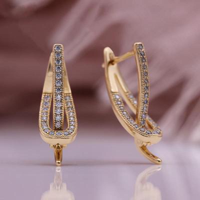 Mode Tropfen Ohrringe mit Zirkon Damen Rose Gold Farbe Ohrringe Hochzeit Party Schmuck