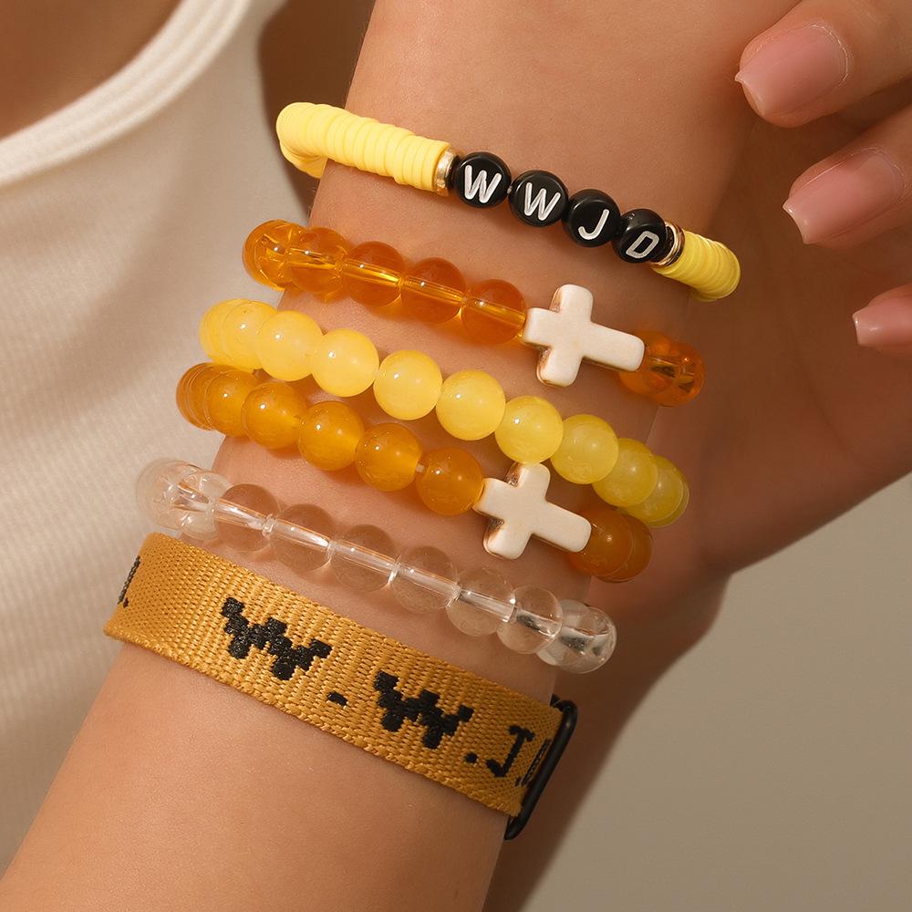 Faith Religious Easter WWJD For Women Men Jesus Bracelets suit 6pcs Bracelet Christian Jewelry(Random Color Of Letters)  Unique