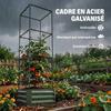 Planter with Adjustable Trellis, Flower Box, Tomato Cage, Galvanized Steel, 61 x 61 x 187 cm, Green