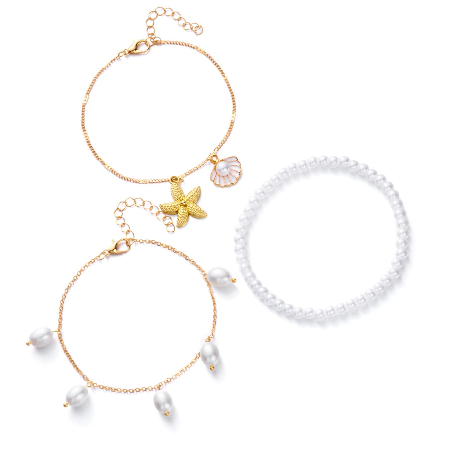 

Браслет-анклет для пляжного отдыха, регулируемый многослойный, с ракушками, морскими звездами и бусинами, легкое украшение на ногу для женщин T3