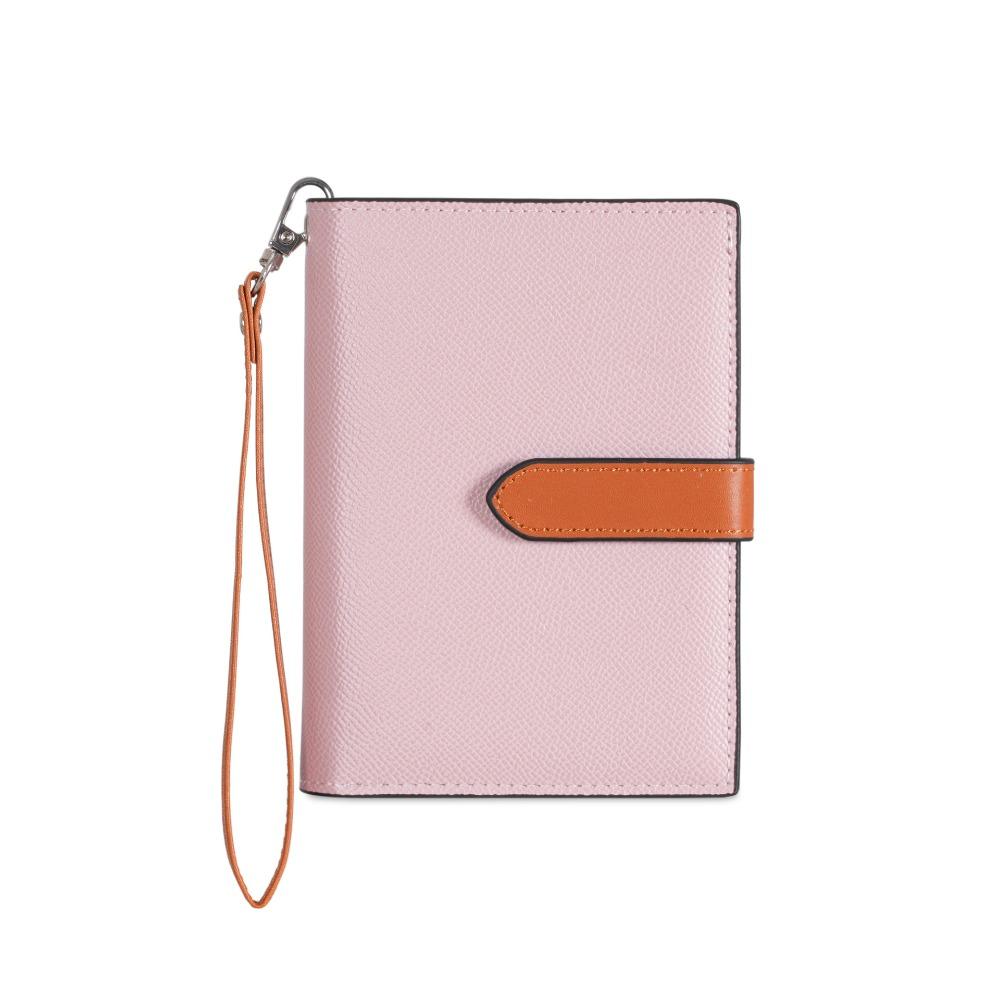 

Card Holder PU Passport Bag Lanyard Fold Purse Creative Travel Wallet Women розовый