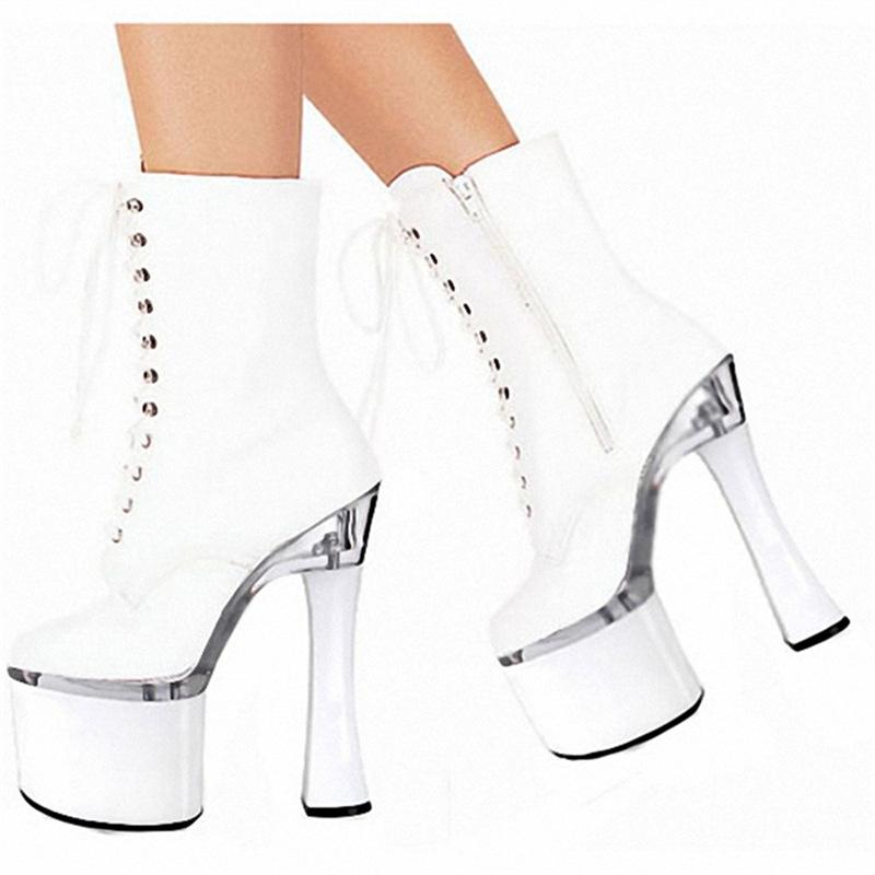 stiletto super high heels lace-up flash particle low boots shoes 20cm