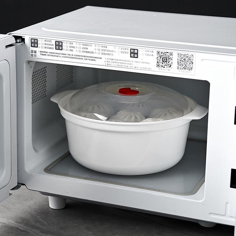 Microwave Oven Special Box Household Plastic Heating Fresh Keepeing Box with Lid Steamed Bun Instant Noodles Kitchen Bowl Set