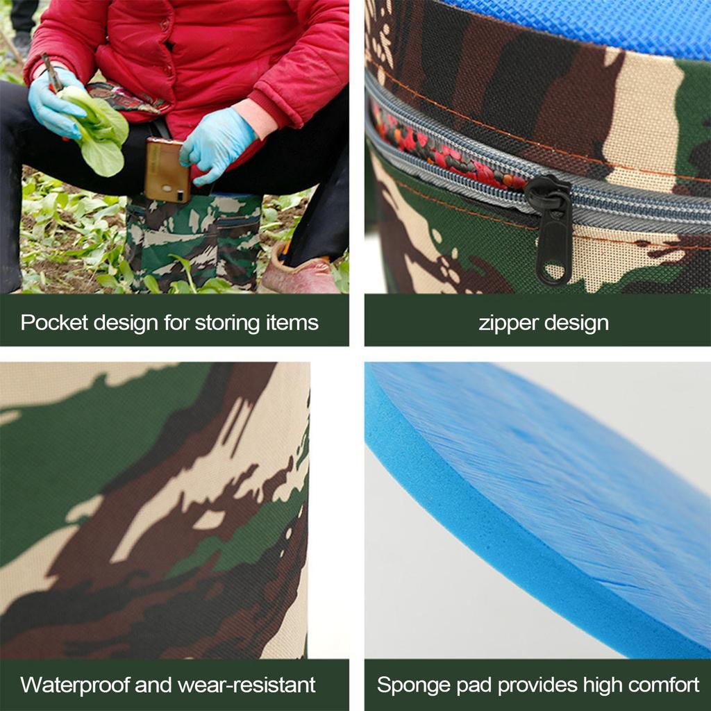 Small Portable Stool Round Foam Stool Wearable Foam Working Seat Agricultural Assistant Chair For Gardening Yard Camping Fishing