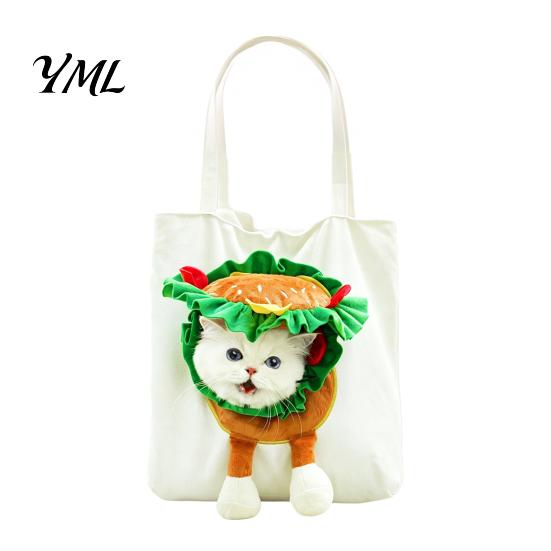 Breathable Pet Pouch Carrying Bag with Head Hole, Plush Lion Rabbit Pig Cat Design Tote, Canvas Single Shoulder for Small Cats and Dogs
