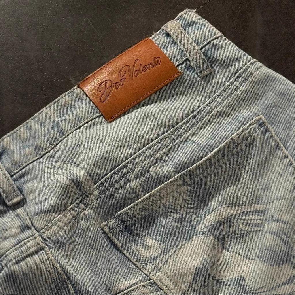 STREETRICH High Waist Slim Fit Comfortable Men's Denim Jeans Artisanal Craftsmanship Loose Style Long Pants Hand-Painted Washed Print
