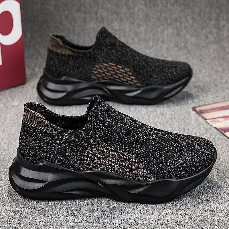 Men's shoes summer breathable mesh sneakers large size popcorn sole knitted socks shoes women