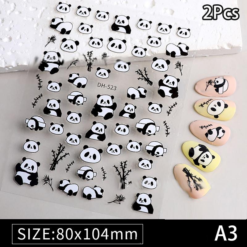

2 шт. Рельефные кавайные наклейки для ногтей с пандой, мультяшные самоклеящиеся украшения для ногтей, слайдеры, наклейки, аксессуары, сделай сам as the picture