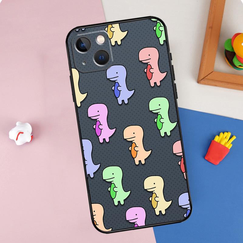 Cute Dinosaur Tea-Rex Phone Case For iPhone 16 Pro Max 11 12 13 14 15 Pro Max Mini XR 15 16 Plus 16e Cover Shell