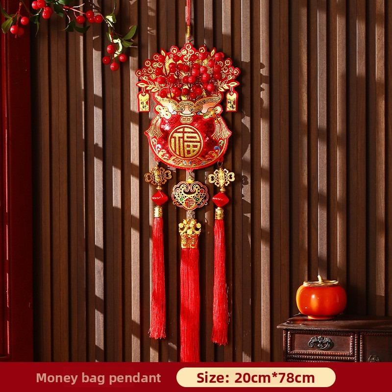 1pcs New Year Red Fruit Lucky Bag Hanging String Horse Year Hanging Decor for Living Room Home Spring Festival Decorations
