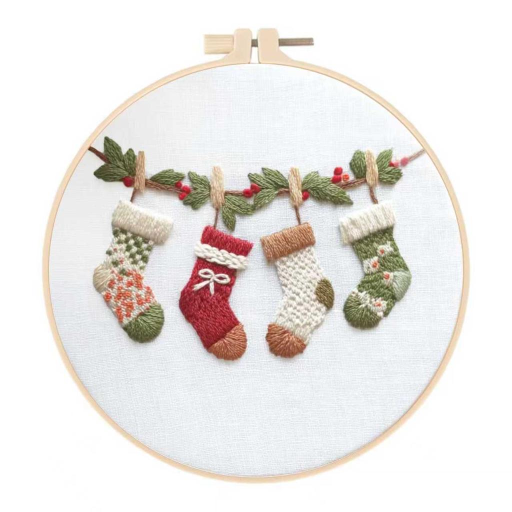 1set Christmas embroidery kit, Christmas stocking material kit, suitable for beginners, DIY embroidery craft material kit,