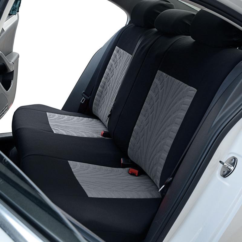 Autositzbezug-Set (Doppelsitze vorne und kompletter Satz), mit Reifenspurdetails, universell, Autositzschutzbezug, Autoinnenraum
