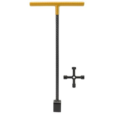 Stahl Wasserzähler Schlüssel Schraubenschlüssel Multifunktions T-Griff Absperrschlüssel Mit 4-Wege-Utility-Werkzeug für Ventile Wasserhähne Gelb