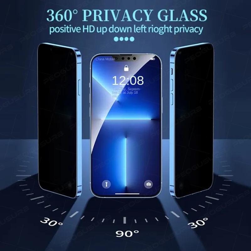 360° Privacy Anti Spy Protector for iPhone Air 6 7 8 X XS XR 11 12 13 14 15 16 17 Pro Max Full Coverage High Quality Tempered Glass Screen Protector