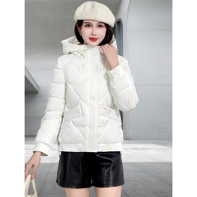 

Красочная глянцевая пуховая куртка с хлопковой подкладкой для женщин, короткая зимняя новая модная утолщенная куртка с хлопковой подкладкой 3XL (145-80 kg) белый