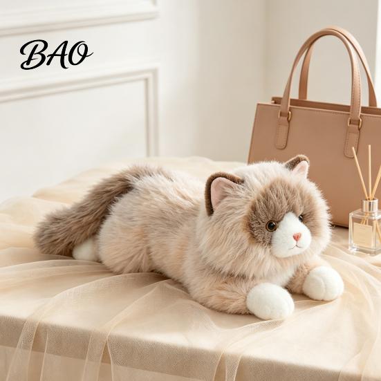 Soft Cuddly Kitten Pillow Lifelike Ragdoll Cat Plush Toy, Realistic Stuffed Animal for Sleeping, Skin Friendly Fabric 45cm Fluffy Pillow, Comfort