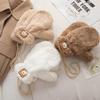 Korean Style Student Winter Mittens: Warm, Windproof, Plush, Hanging Neck, Solid Color Faux Cotton Fluff